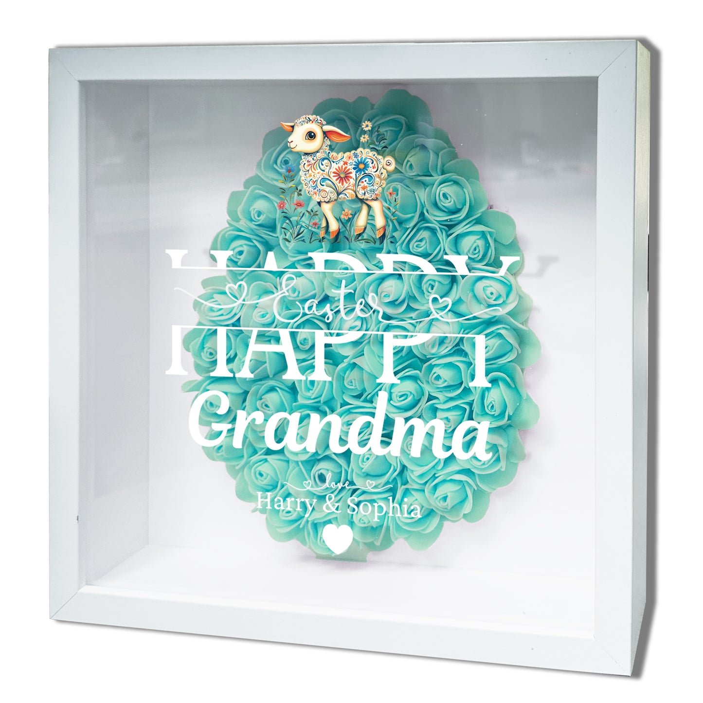Personalised Framed Flower Floral Heart Easter Custom Keepsake Unique Gift Shadow Box Frame