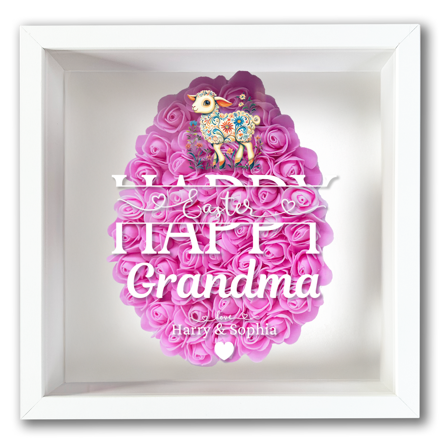 Personalised Framed Flower Floral Heart Easter Custom Keepsake Unique Gift Shadow Box Frame