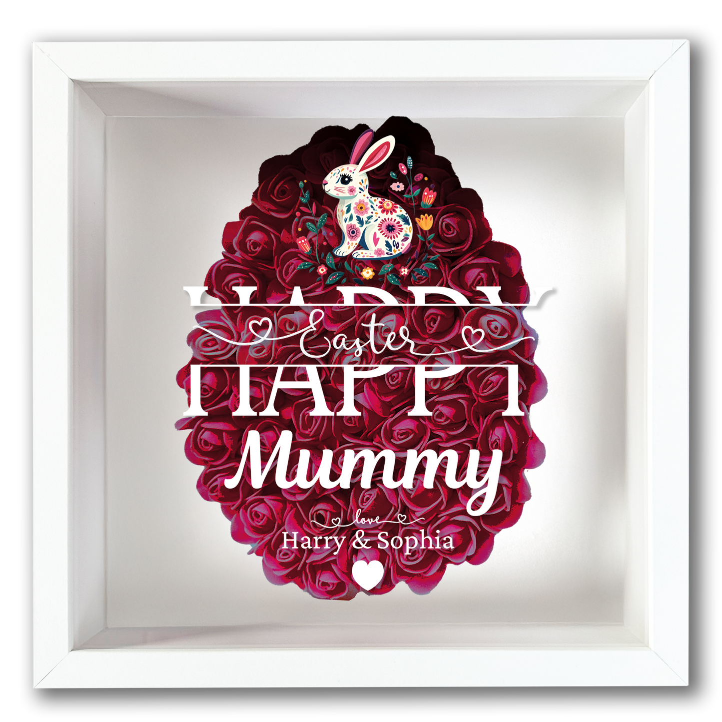 Personalised Framed Flower Floral Heart Easter Custom Keepsake Unique Gift Shadow Box Frame
