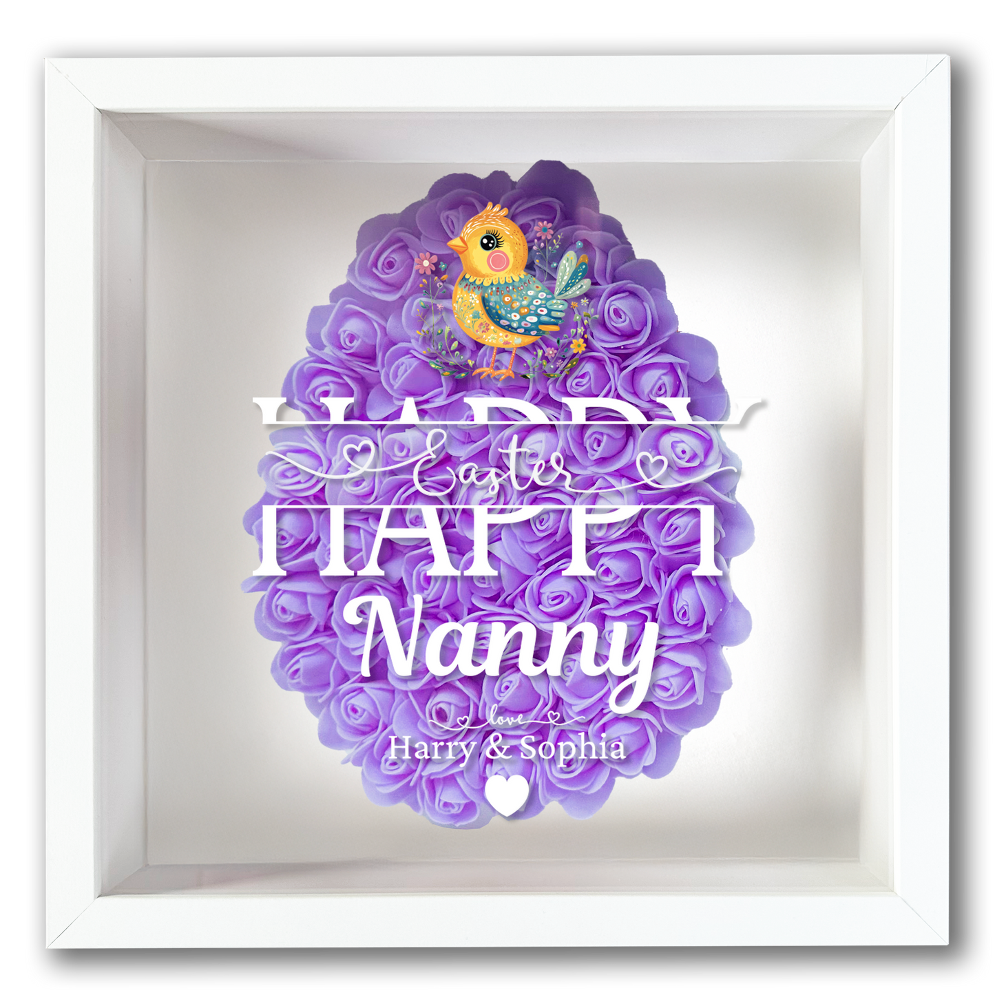Personalised Framed Flower Floral Heart Easter Custom Keepsake Unique Gift Shadow Box Frame