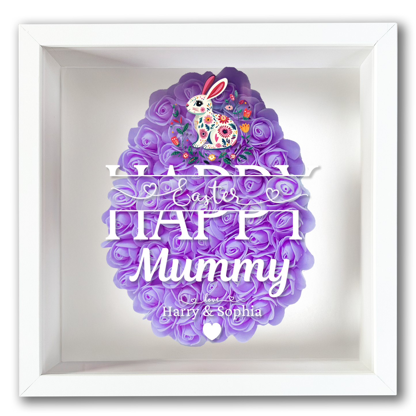 Personalised Framed Flower Floral Heart Easter Custom Keepsake Unique Gift Shadow Box Frame
