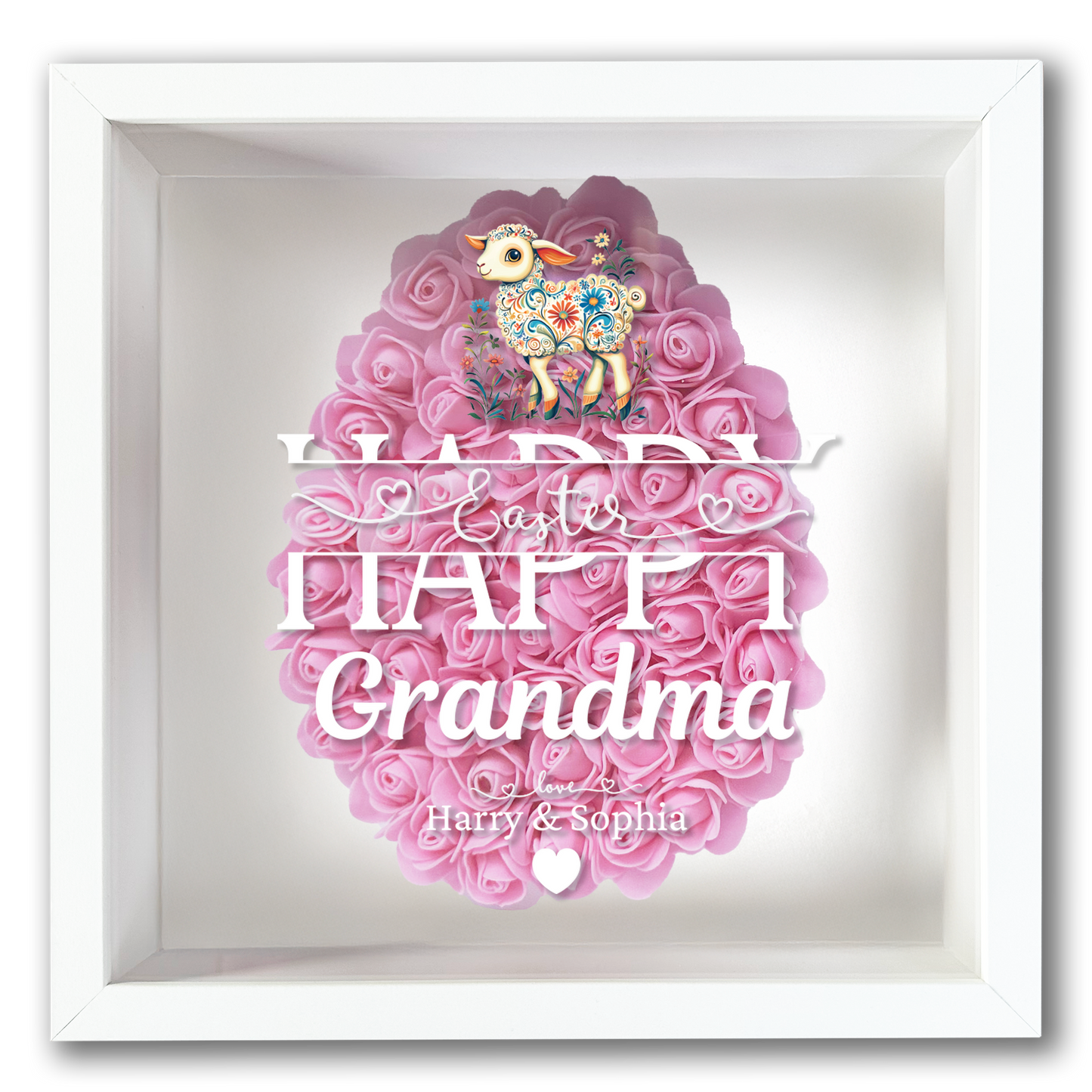Personalised Framed Flower Floral Heart Easter Custom Keepsake Unique Gift Shadow Box Frame