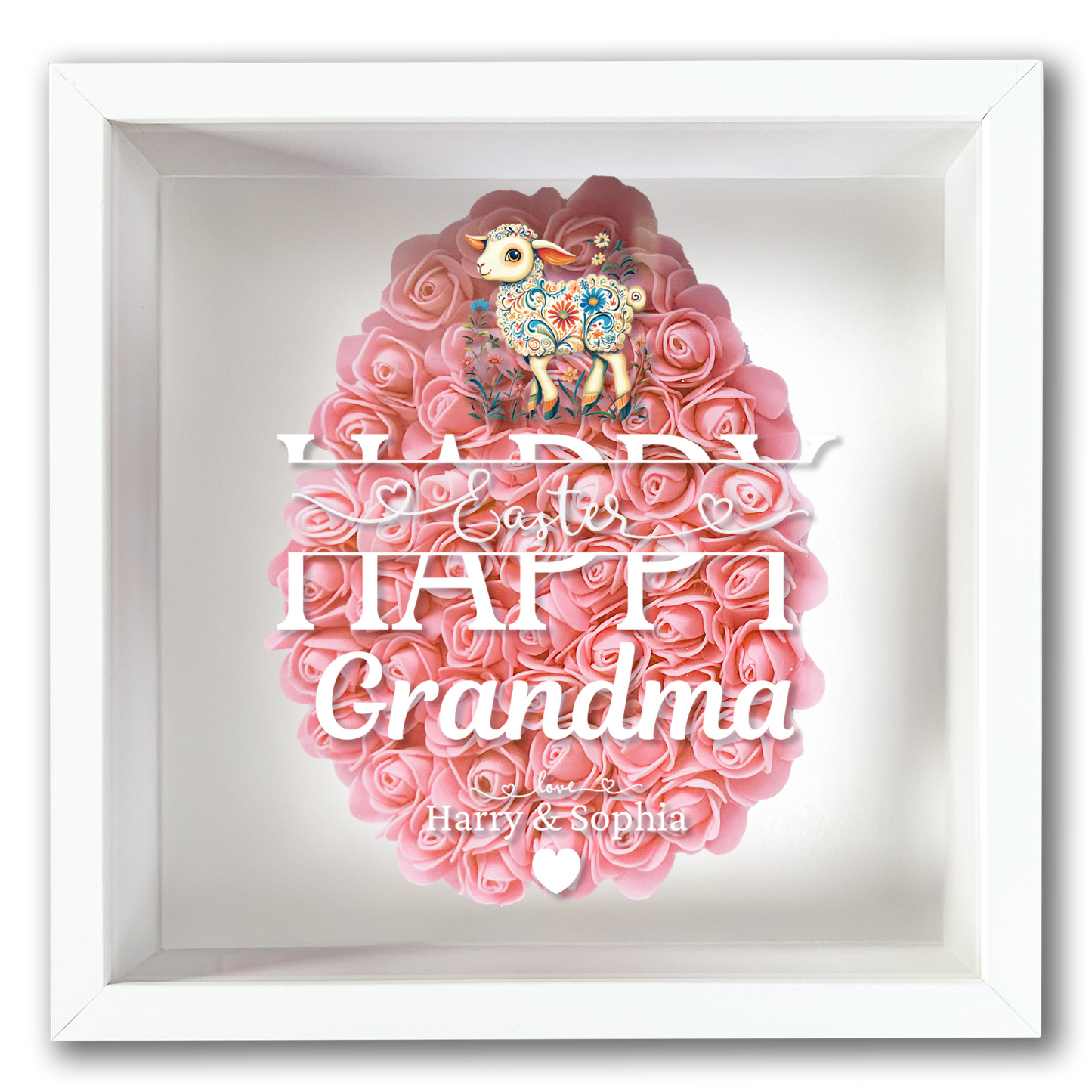 Personalised Framed Flower Floral Heart Easter Custom Keepsake Unique Gift Shadow Box Frame