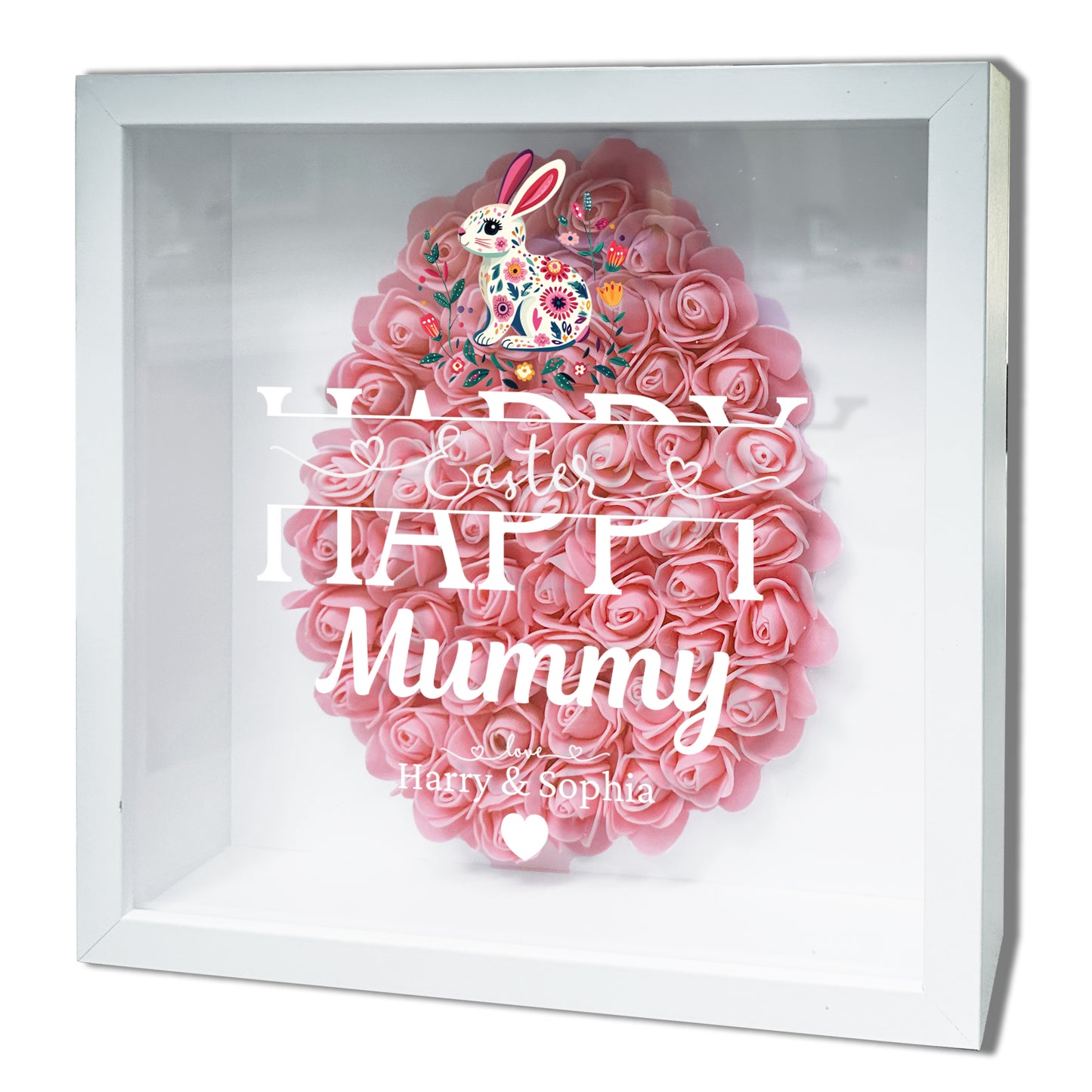 Personalised Framed Flower Floral Heart Easter Custom Keepsake Unique Gift Shadow Box Frame
