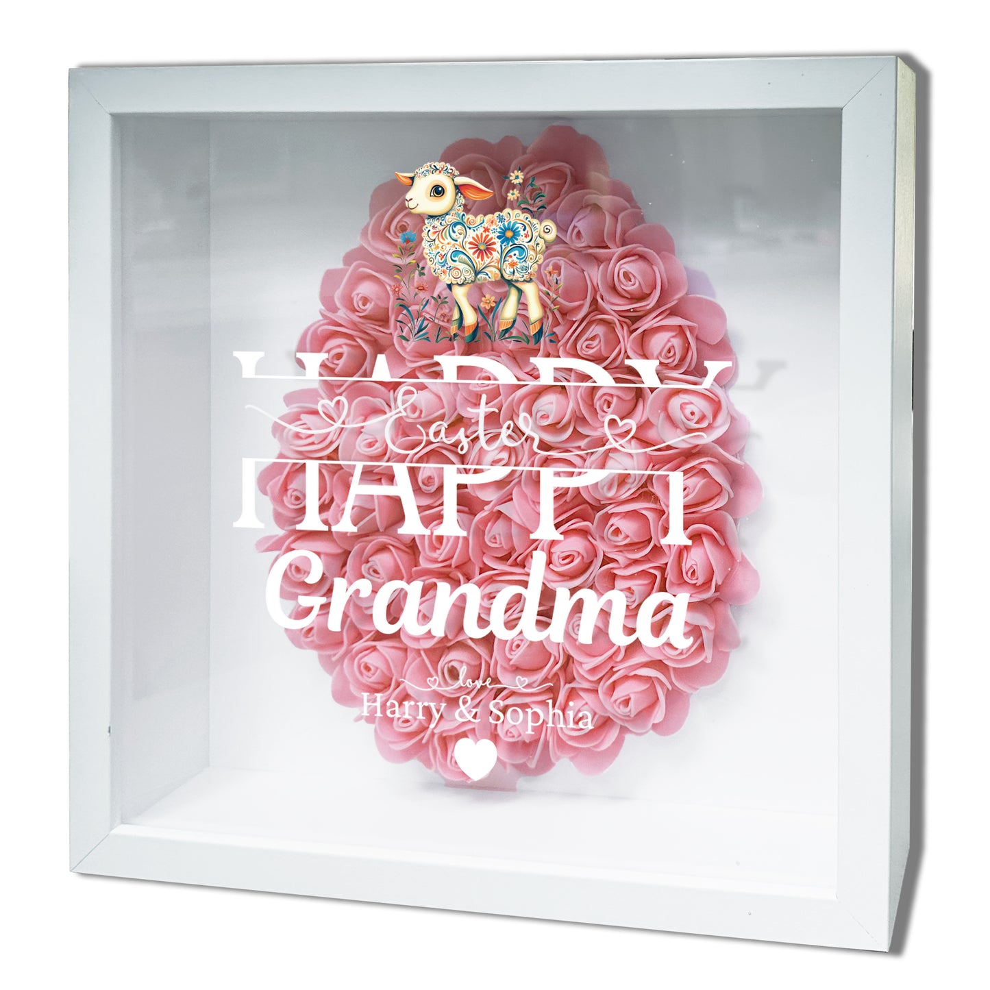 Personalised Framed Flower Floral Heart Easter Custom Keepsake Unique Gift Shadow Box Frame