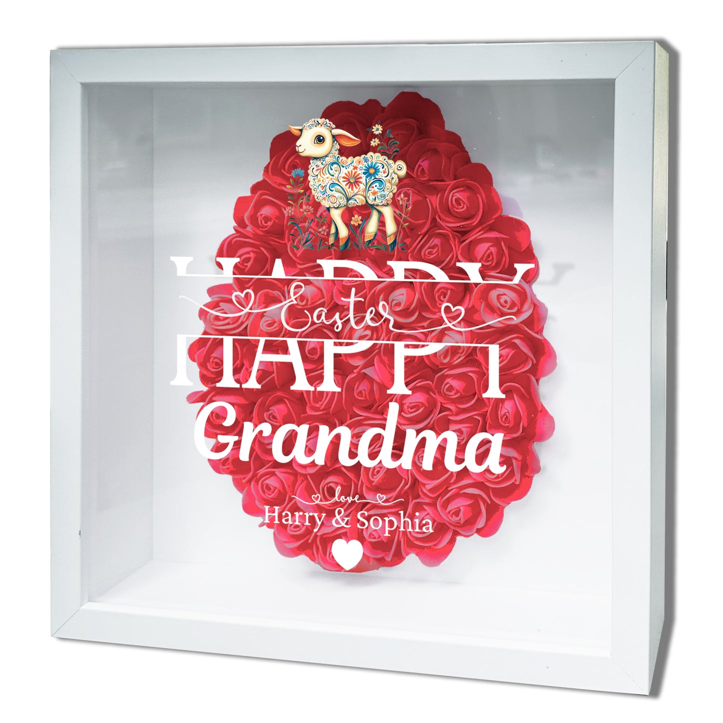 Personalised Framed Flower Floral Heart Easter Custom Keepsake Unique Gift Shadow Box Frame