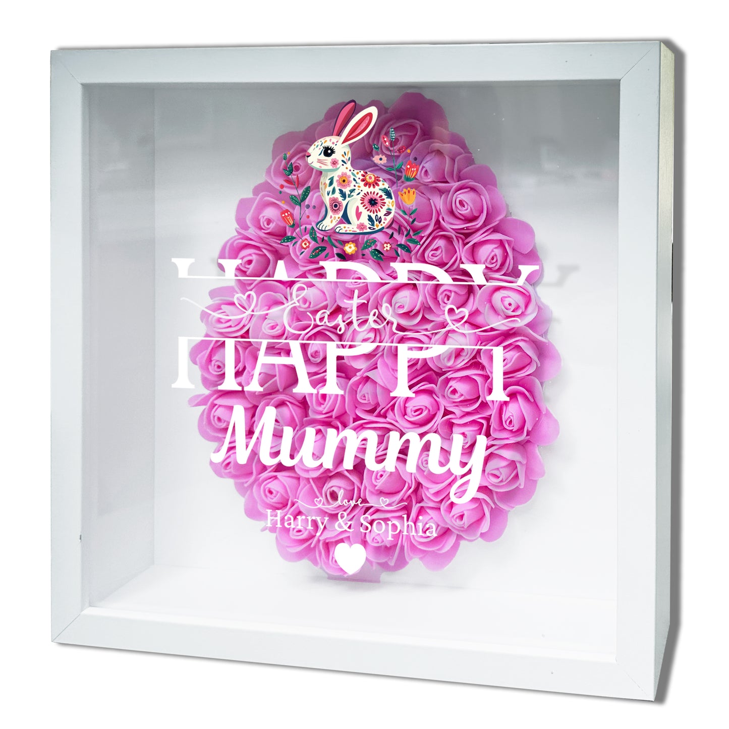 Personalised Framed Flower Floral Heart Easter Custom Keepsake Unique Gift Shadow Box Frame