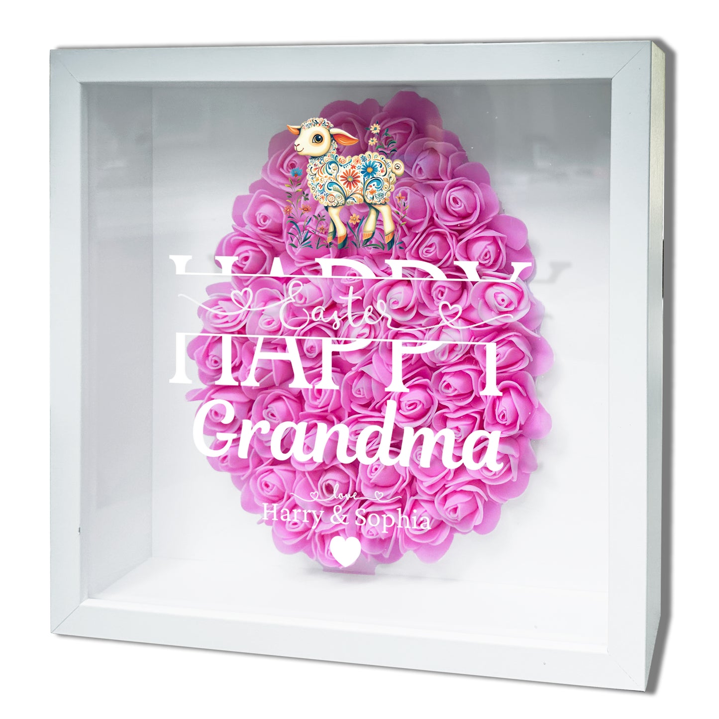 Personalised Framed Flower Floral Heart Easter Custom Keepsake Unique Gift Shadow Box Frame