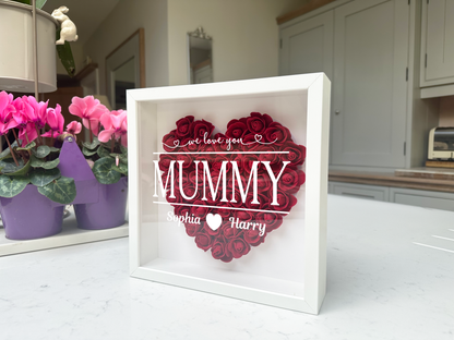 Personalised Framed Flower Floral Heart Mother's Day Custom Birthday Keepsake Unique Gift for Mum Mother Shadow Box Frame