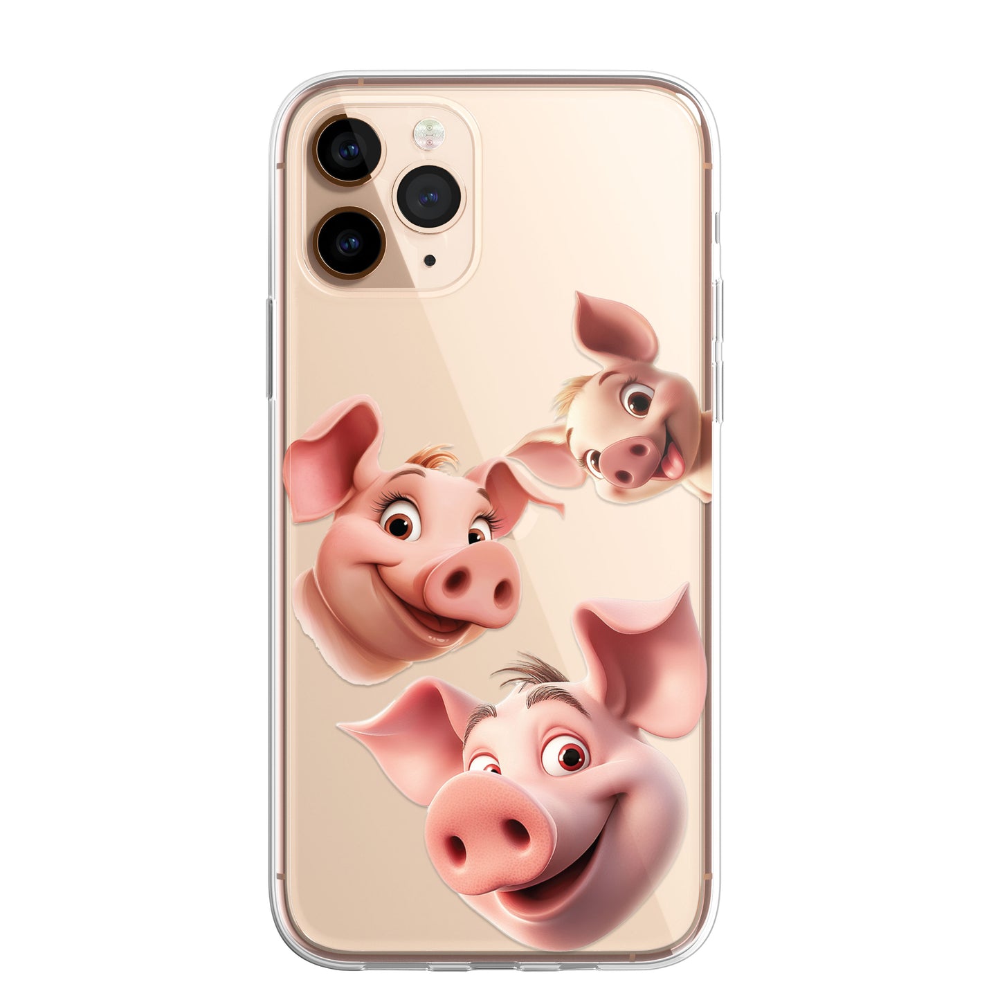 Pig Piglet Custom Cartoon Phone Case Personalised CLEAR Cute Family Splatter Phone Cover Case for iPhone 16 15 14 13 12 11