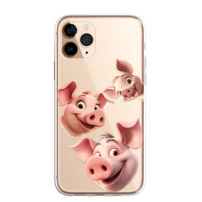 Pig Piglet Custom Cartoon Phone Case Personalised CLEAR Cute Family Splatter Phone Cover Case for iPhone 16 15 14 13 12 11