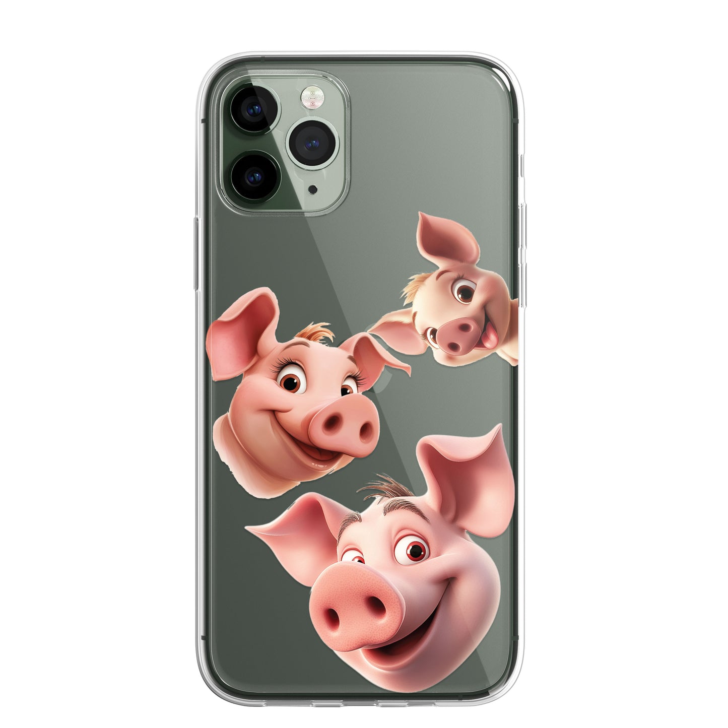Pig Piglet Custom Cartoon Phone Case Personalised CLEAR Cute Family Splatter Phone Cover Case for iPhone 16 15 14 13 12 11