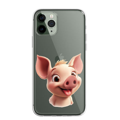 Pig Piglet Custom Cartoon Phone Case Personalised CLEAR Cute Family Splatter Phone Cover Case for iPhone 16 15 14 13 12 11