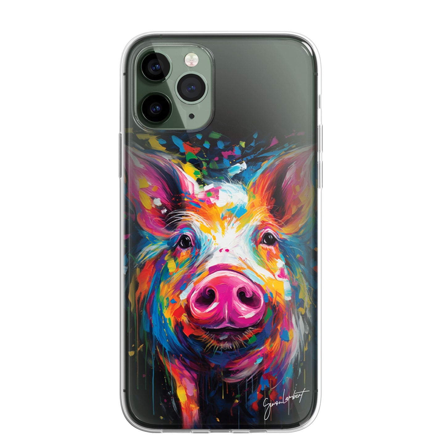 British Farm Animals Phone Case Palette Knife Art CLEAR Cover Case for iPhone 15 14 13 12 Pro +