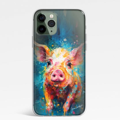 British Farm Animals Phone Case Palette Knife Art CLEAR Cover Case for iPhone 15 14 13 12 Pro +