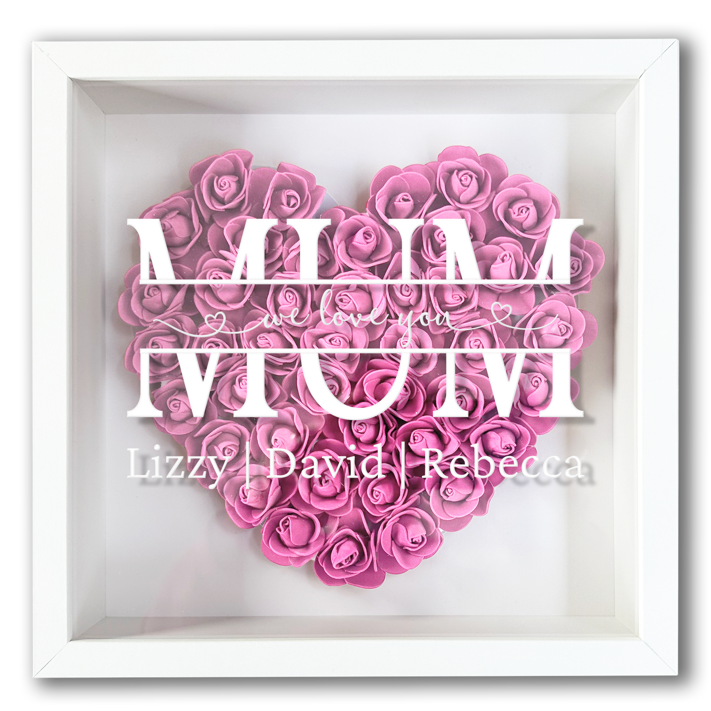 Personalised Framed Flower Floral Heart Mother's Day Custom Birthday Keepsake Unique Gift for Mum Mother Shadow Box Frame