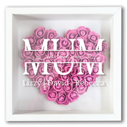 Personalised Framed Flower Floral Heart Mother's Day Custom Birthday Keepsake Unique Gift for Mum Mother Shadow Box Frame
