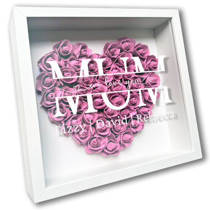 Personalised Framed Flower Floral Heart Mother's Day Custom Birthday Keepsake Unique Gift for Mum Mother Shadow Box Frame
