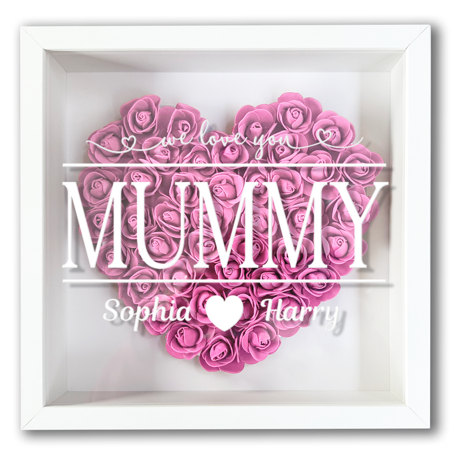 Personalised Framed Flower Floral Heart Mother's Day Custom Birthday Keepsake Unique Gift for Mum Mother Shadow Box Frame