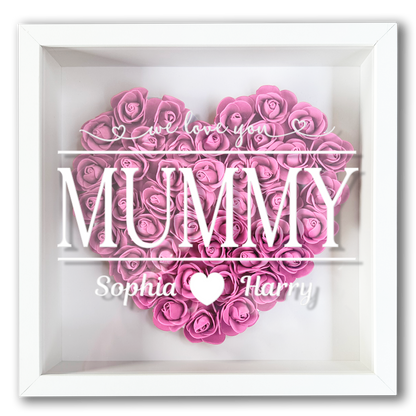 Personalised Framed Flower Floral Heart Mother's Day Custom Birthday Keepsake Unique Gift for Mum Mother Shadow Box Frame