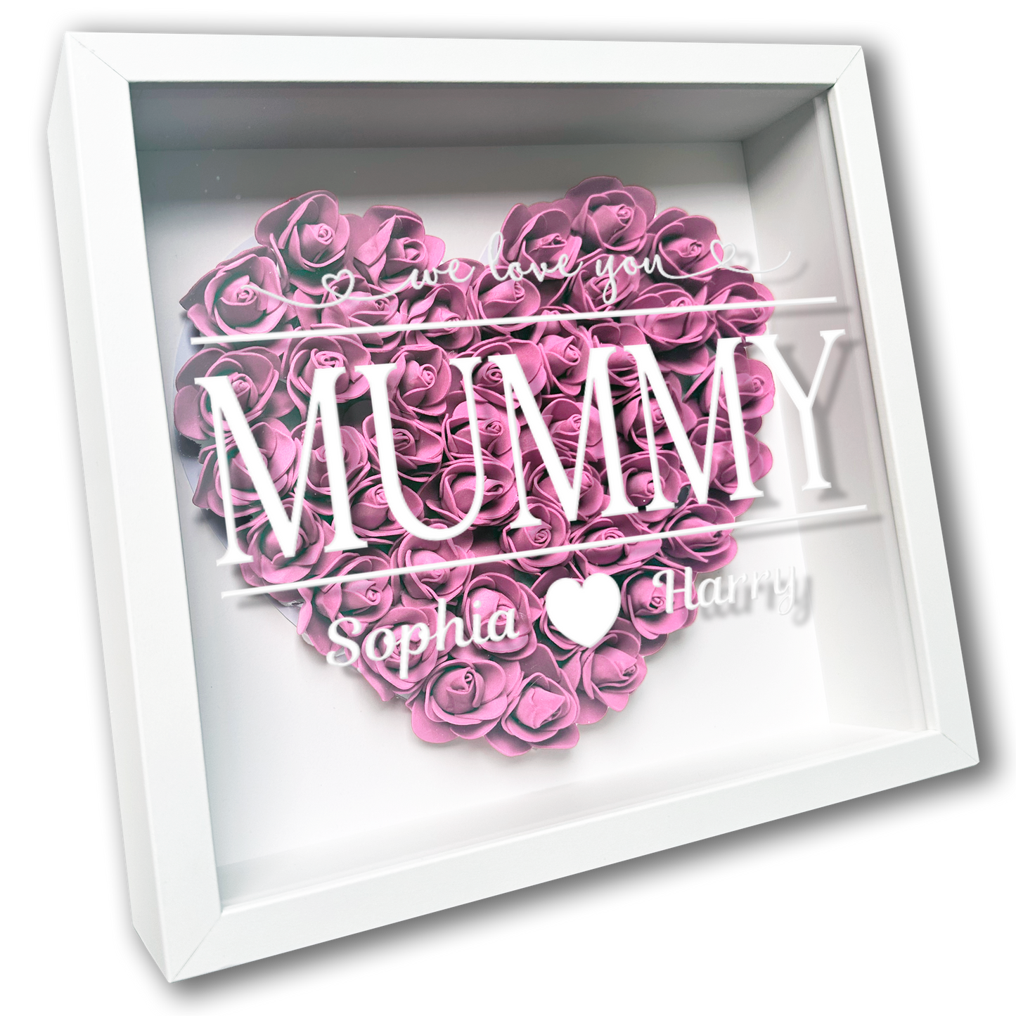 Personalised Framed Flower Floral Heart Mother's Day Custom Birthday Keepsake Unique Gift for Mum Mother Shadow Box Frame