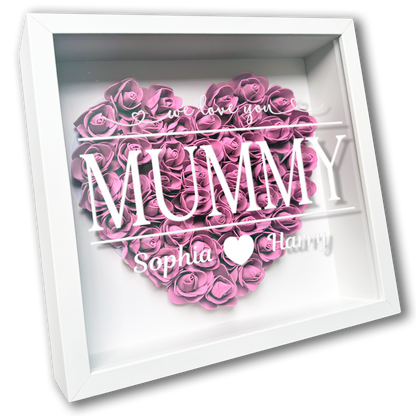 Personalised Framed Flower Floral Heart Mother's Day Custom Birthday Keepsake Unique Gift for Mum Mother Shadow Box Frame