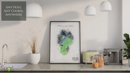 Personalised Golf Art Print, Custom Aerial Golf Course Map Layout - ANY HOLE Worldwide, Bespoke Text, Hole in One Gift Keepsake, Men Women, Father's Day, Birthday, Retirement