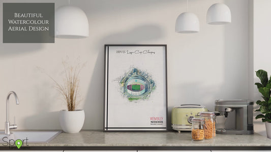 Bespoke Stadium Design Football Stadium Poster Artwork, Personalised Watercolour Art Print, Custom Aerial Layout - Framing options available ANY STADIUM Worldwide.