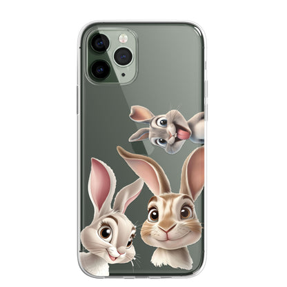 Rabbit Custom Cartoon Phone Case Personalised CLEAR Cute Family Splatter Phone Cover Case for iPhone 16 15 14 13 12 11