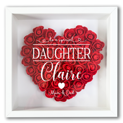 Personalised Framed Flower Floral Heart Daughter Friend Custom Birthday Keepsake Unique Gift for Girls Sister Shadow Box Frame