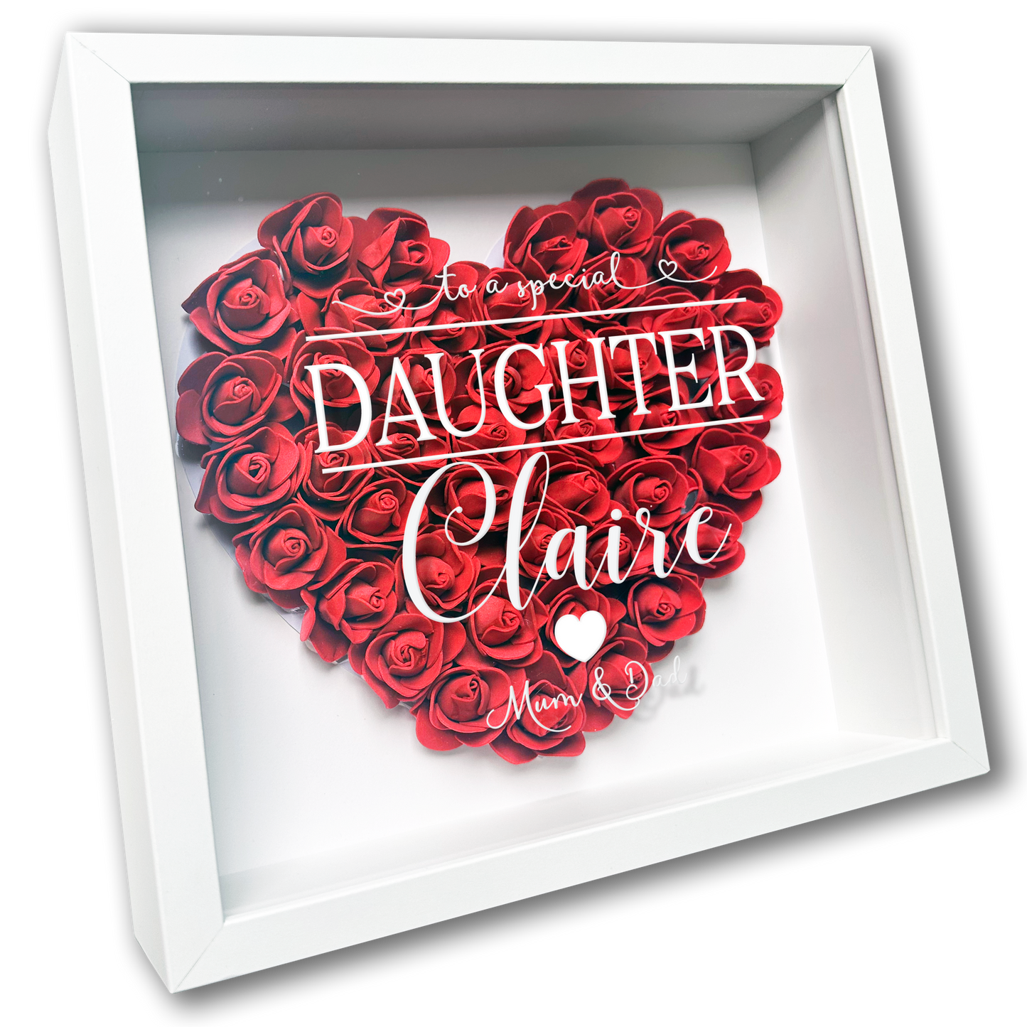 Personalised Framed Flower Floral Heart Daughter Friend Custom Birthday Keepsake Unique Gift for Girls Sister Shadow Box Frame
