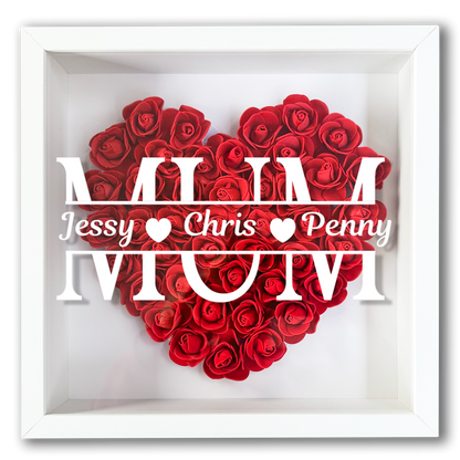 Personalised Framed Flower Floral Heart Mother's Day Custom Birthday Keepsake Unique Gift for Mum Mother Shadow Box Frame