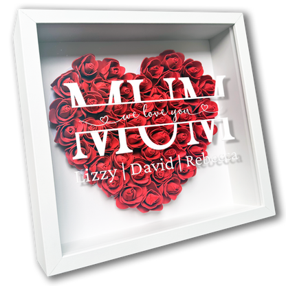 Personalised Framed Flower Floral Heart Mother's Day Custom Birthday Keepsake Unique Gift for Mum Mother Shadow Box Frame