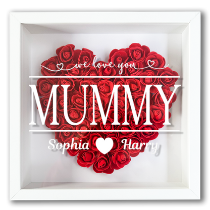 Personalised Framed Flower Floral Heart Mother's Day Custom Birthday Keepsake Unique Gift for Mum Mother Shadow Box Frame