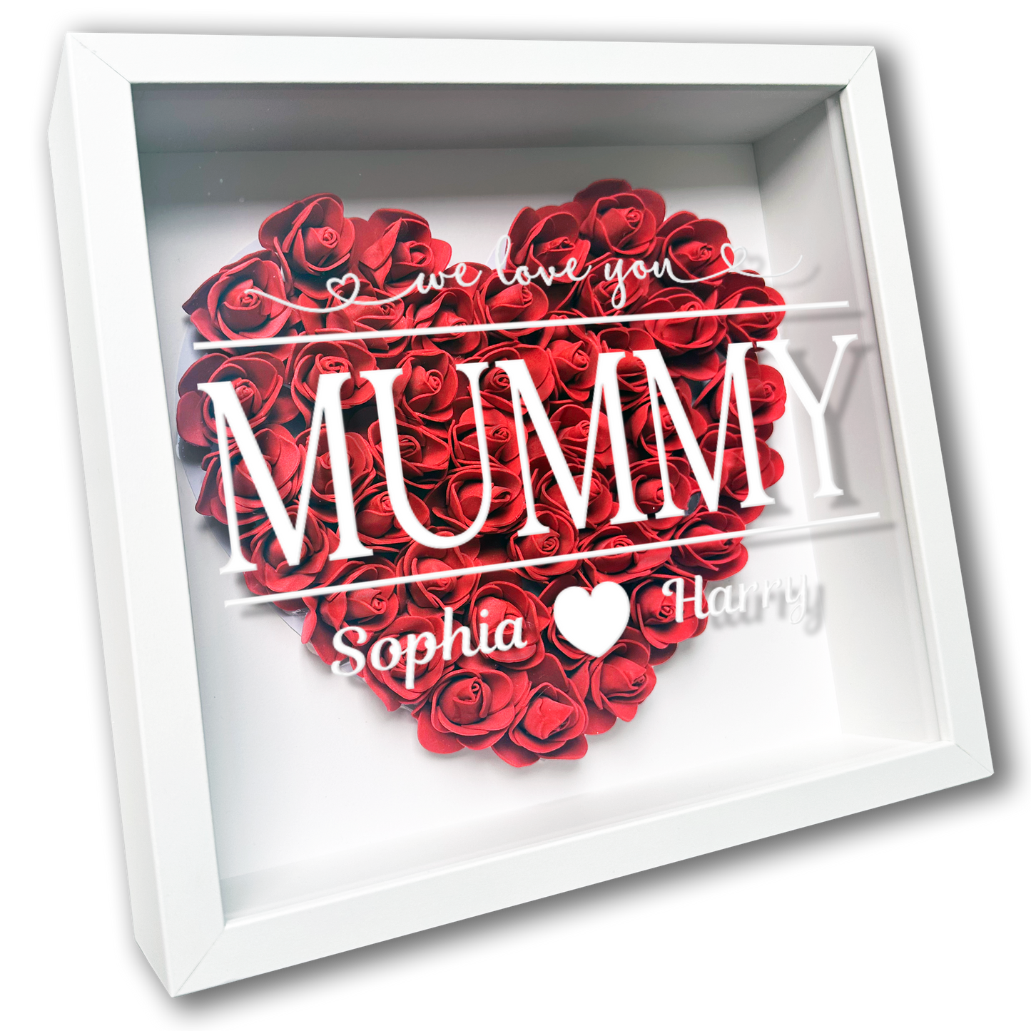 Personalised Framed Flower Floral Heart Mother's Day Custom Birthday Keepsake Unique Gift for Mum Mother Shadow Box Frame