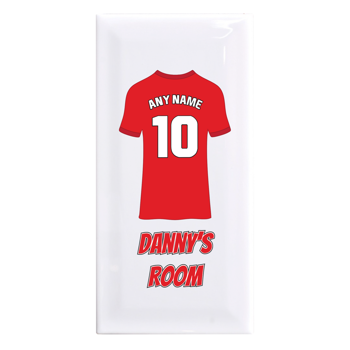 Personalised Premium Ceramic Children's Football Door Plaque - Premier Championship Football Team Shirt Style