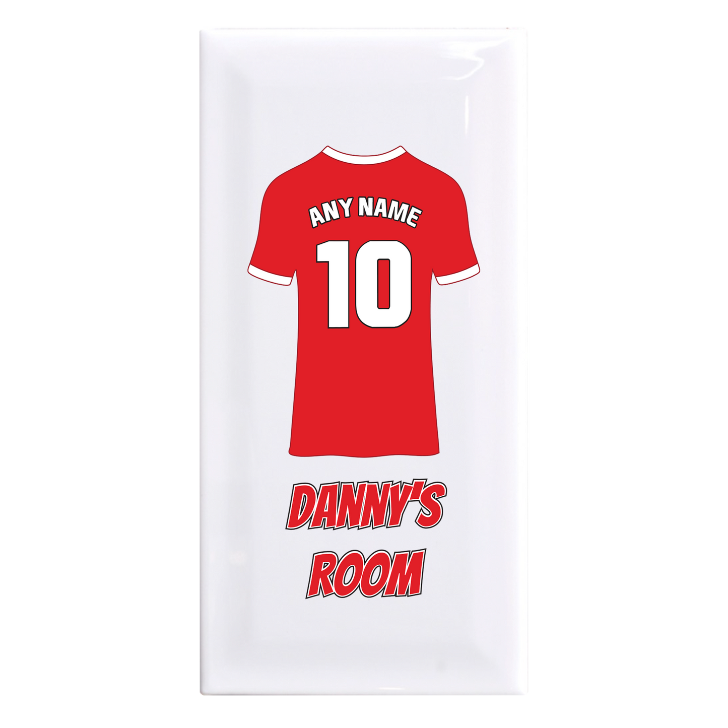 Personalised Premium Ceramic Children's Football Door Plaque - Premier Championship Football Team Shirt Style