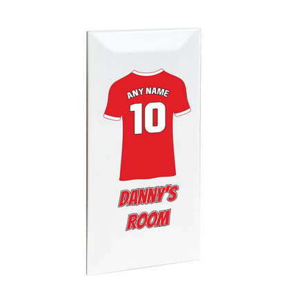 Personalised Premium Ceramic Children's Football Door Plaque - Premier Championship Football Team Shirt Style