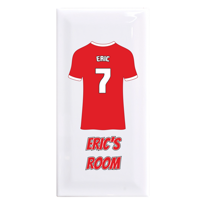 Personalised Premium Ceramic Children's Football Door Plaque - Premier Championship Football Team Shirt Style