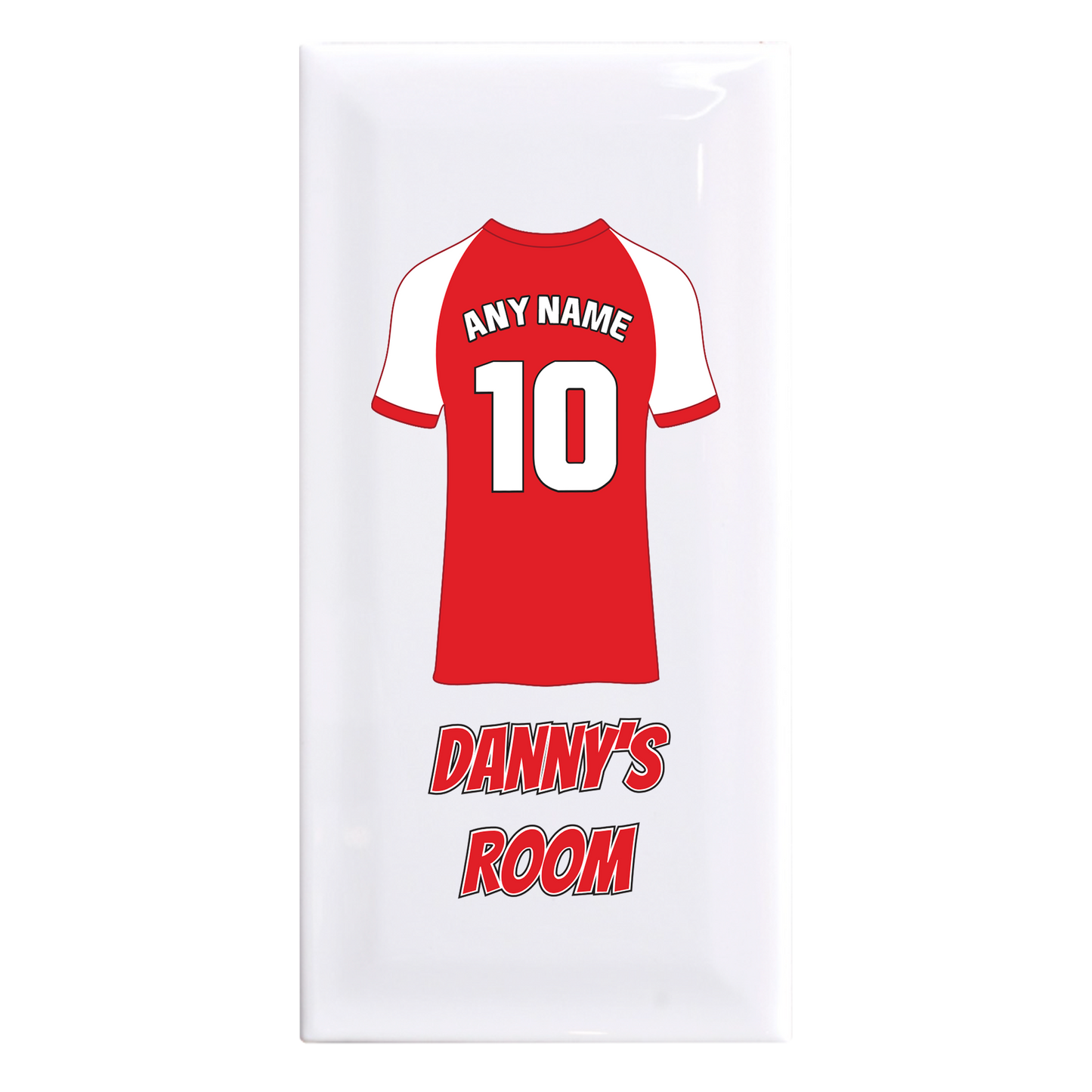 Personalised Premium Ceramic Children's Football Door Plaque - Premier Championship Football Team Shirt Style