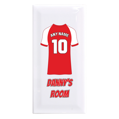 Personalised Premium Ceramic Children's Football Door Plaque - Premier Championship Football Team Shirt Style