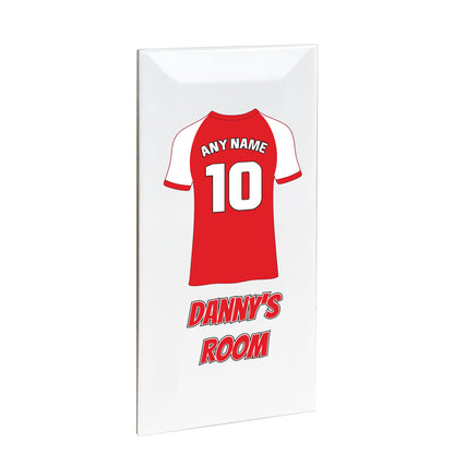 Personalised Premium Ceramic Children's Football Door Plaque - Premier Championship Football Team Shirt Style