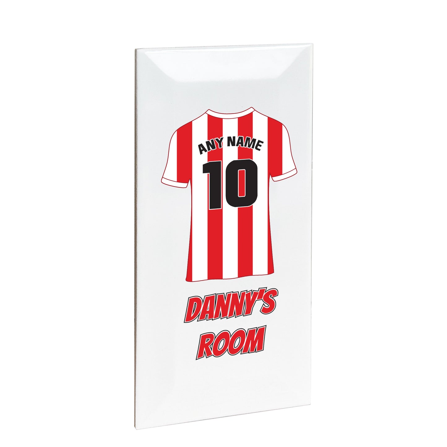 Personalised Premium Ceramic Children's Football Door Plaque - Premier Championship Football Team Shirt Style
