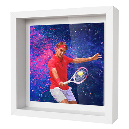 Roger Federer Tennis Portrait Oil Style Artwork - Framed CERAMIC TILE Art