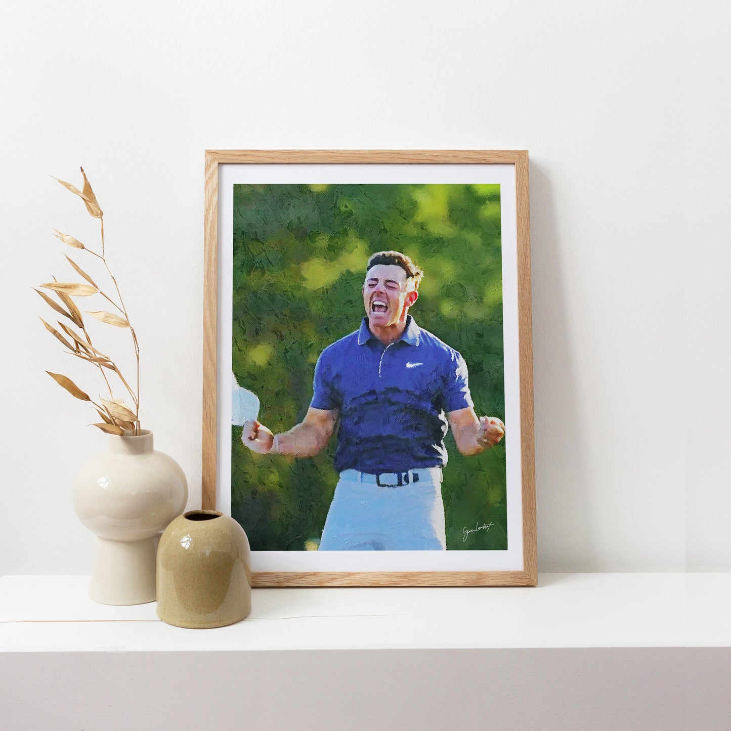 Limited Edition Rory McIlroy Portrait US Masters 2025 Champion, Augusta National, Oil Style Artwork Fine Art Print (Unframed)