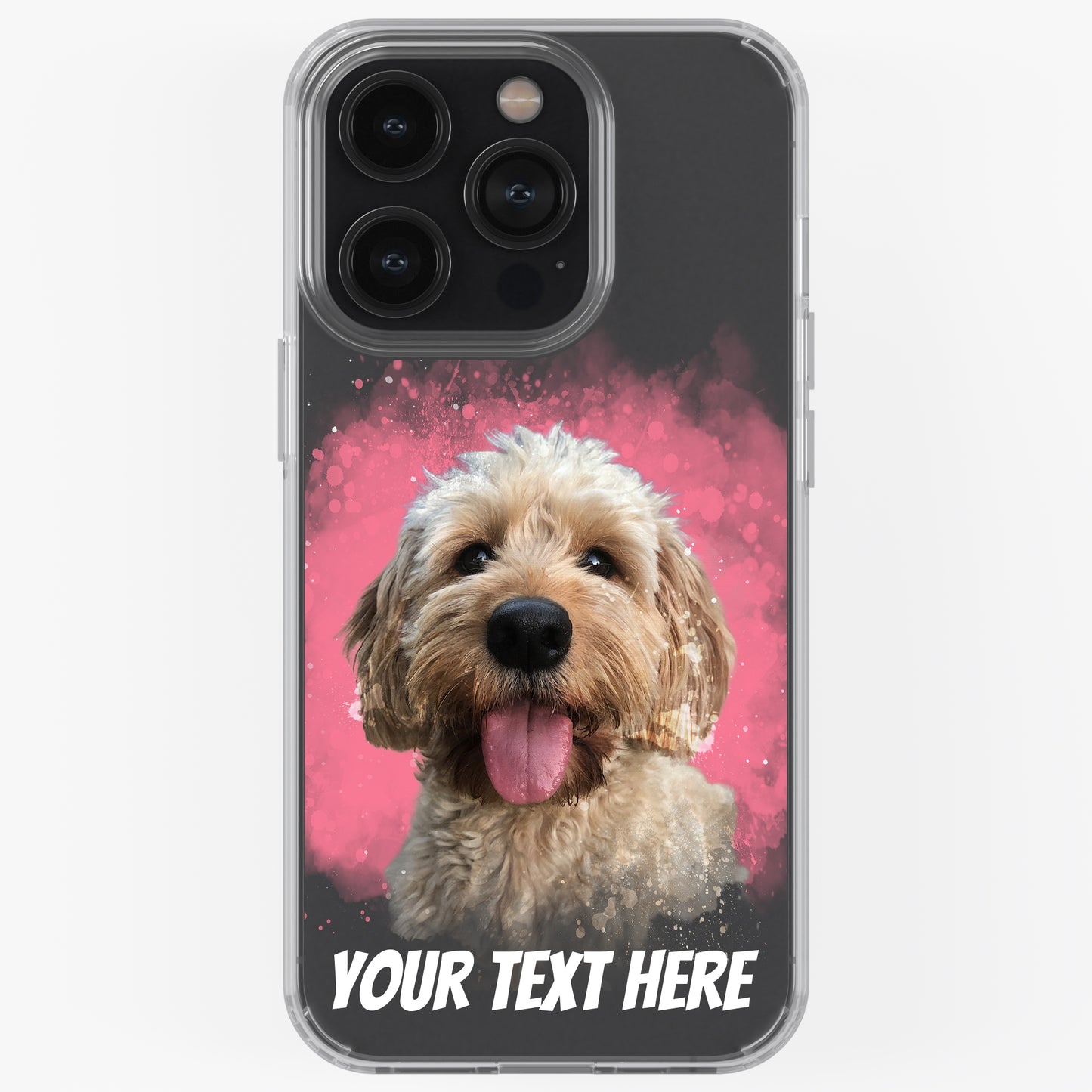 Personalised Pet Portrait Phone Case – Clear Silicone with Custom Brush Art Background | iPhone & Samsung