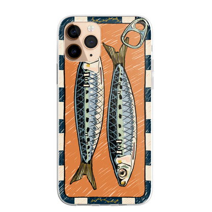 Daisy Mitchell @dibbuns Exclusive Sardine Fish Tin Design Contemporary Artwork Phone Case CLEAR Silicone Phone Cover Case for iPhone 16 15 14 13 12 11