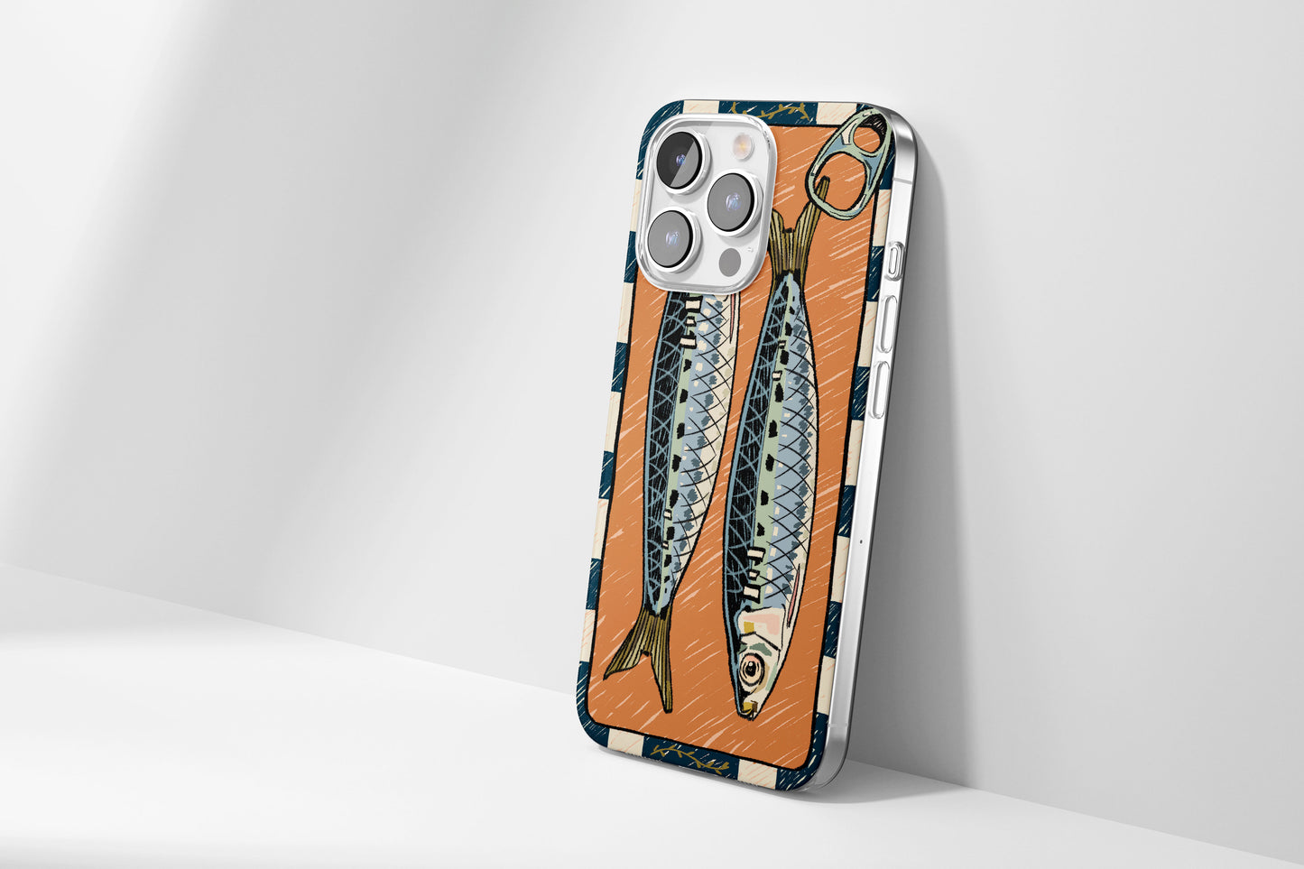 Daisy Mitchell @dibbuns Exclusive Sardine Fish Tin Design Contemporary Artwork Phone Case CLEAR Silicone Phone Cover Case for iPhone 16 15 14 13 12 11