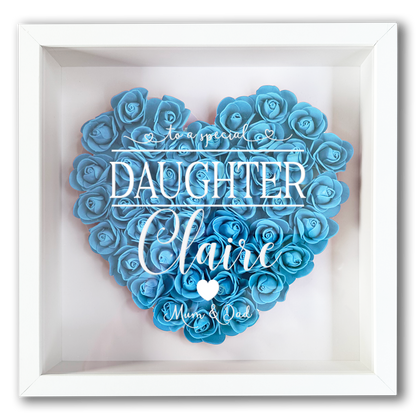 Personalised Framed Flower Floral Heart Daughter Friend Custom Birthday Keepsake Unique Gift for Girls Sister Shadow Box Frame