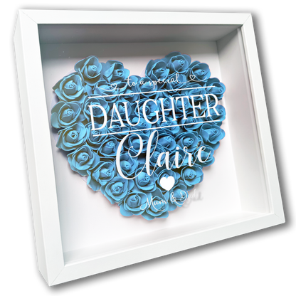 Personalised Framed Flower Floral Heart Daughter Friend Custom Birthday Keepsake Unique Gift for Girls Sister Shadow Box Frame